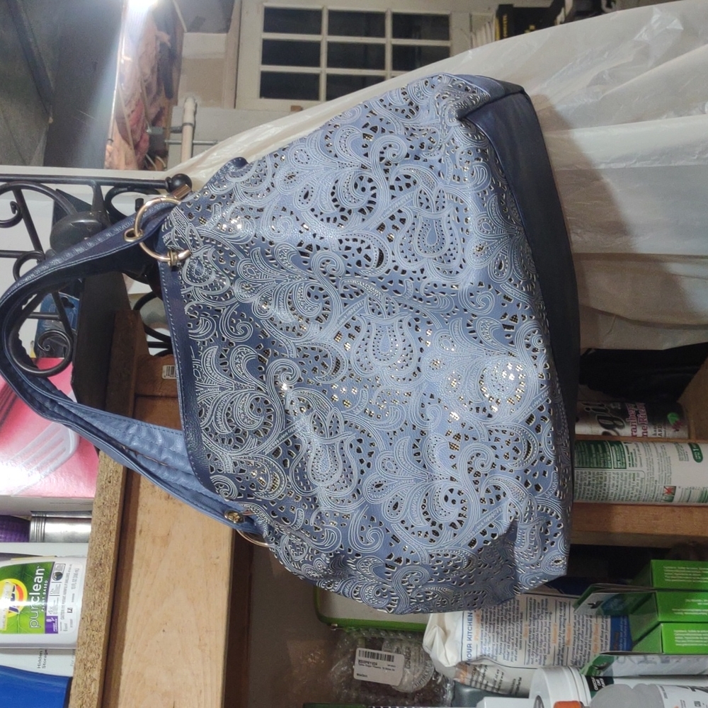 New never used Umbre blue and gold accent medium shoulder / handbag